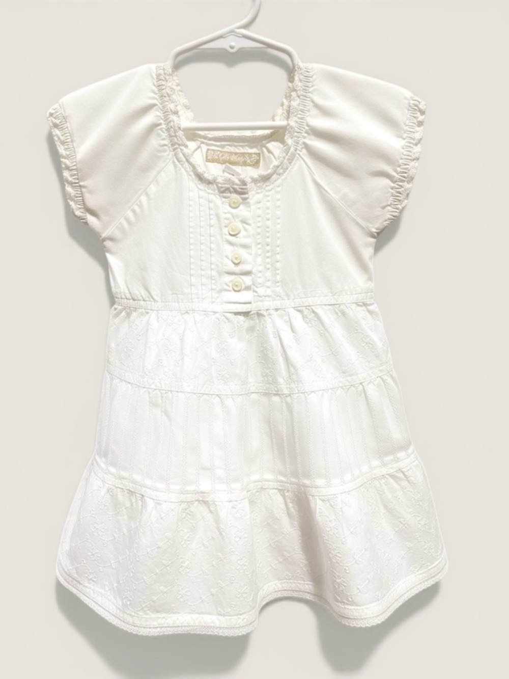 Vintage Old Navy White Tiered Eyelet Dress | Girls 18-24M
